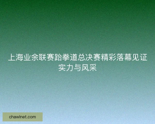 上海业余联赛跆拳道总决赛精彩落幕见证实力与风采 上海业余联赛跆拳道总决赛精彩落幕见证实力与风采